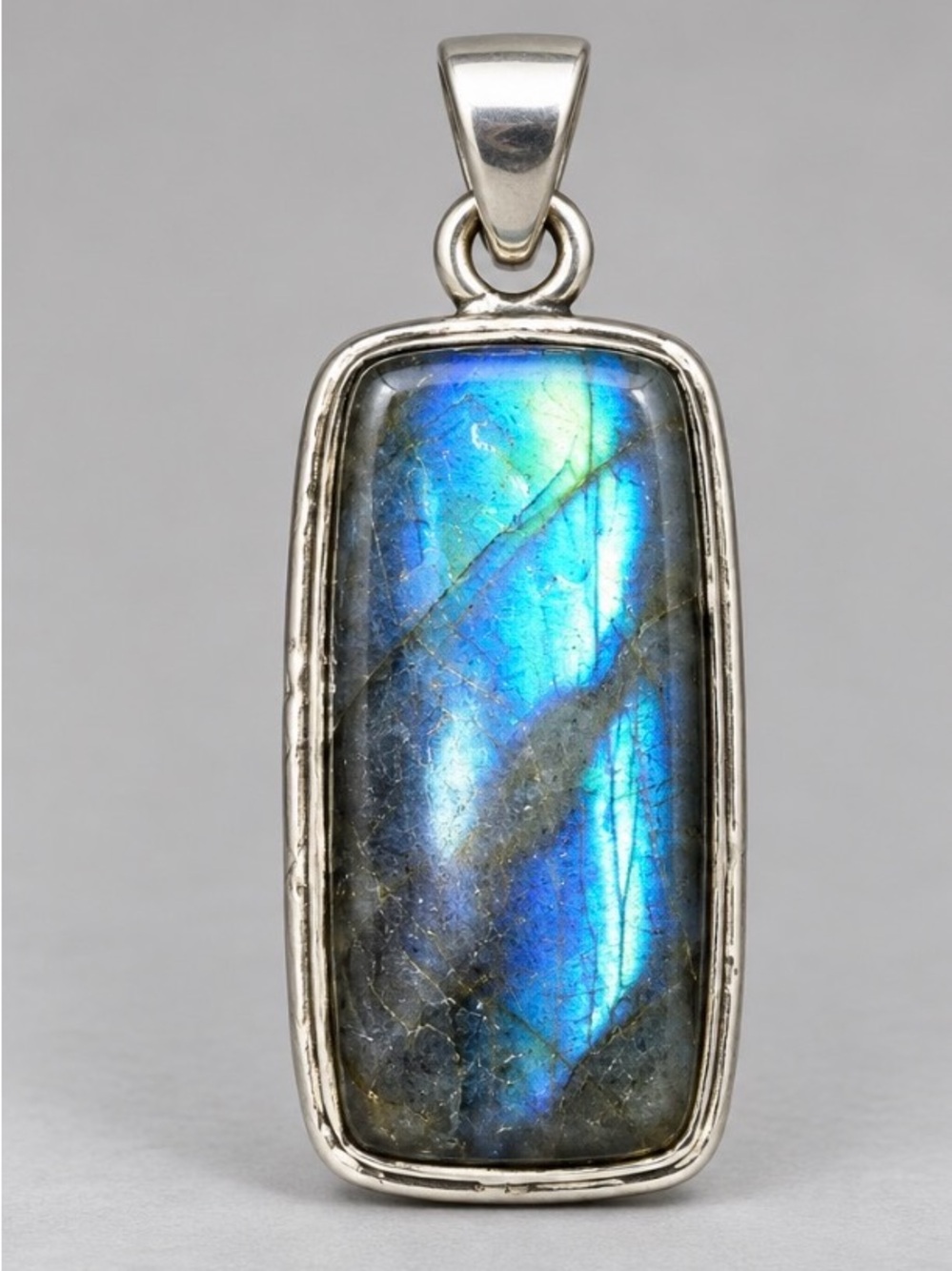 Sterling Silver Blue Labradorite Rectangular Pendant